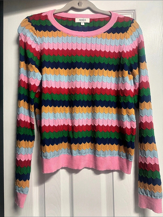 Avara Sweaters - AVARA Multicolor Striped Crewneck Size Large Like New